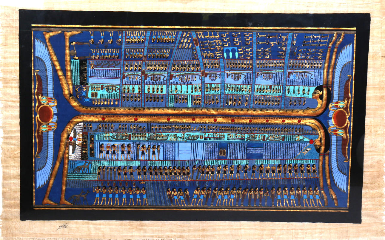 MALEREI auf Papyrus, Ägypten, 20. Jahrhundert.