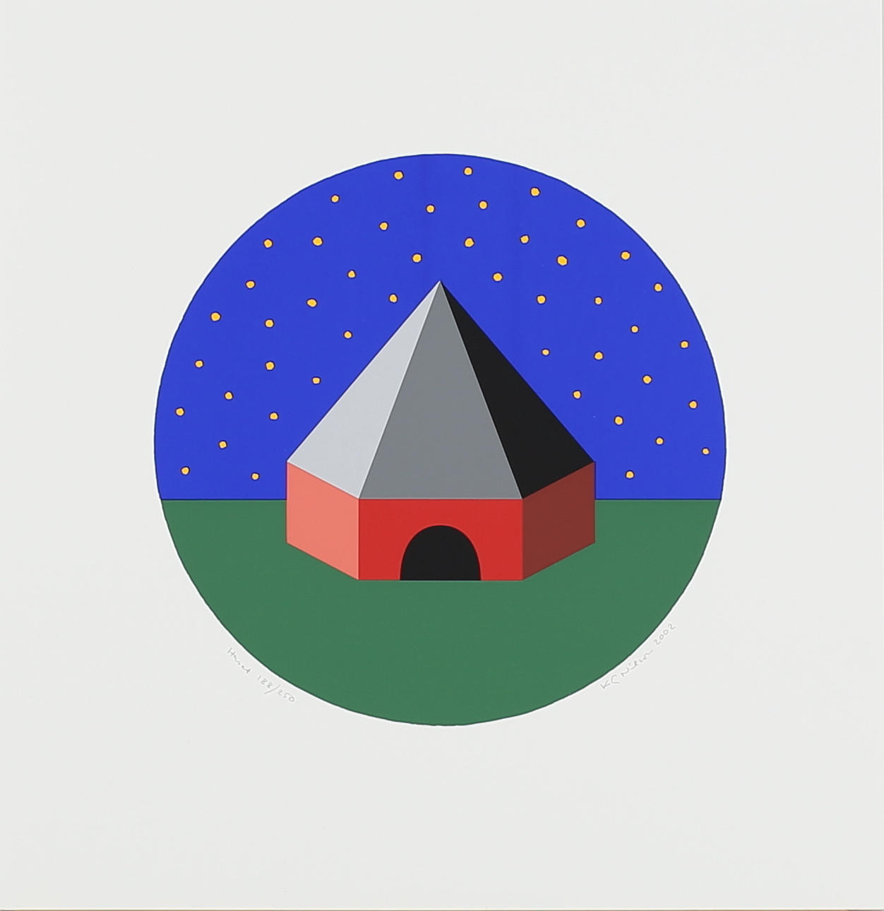 KG NILSSON. Huset. Färglitografi. Signerad. Daterad 2002. 188/250.