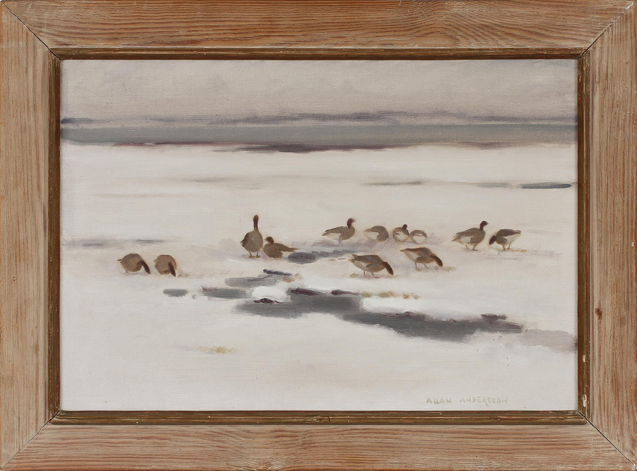 ALLAN ANDERSSON. "Sädgäss" olja på duk, signerad.