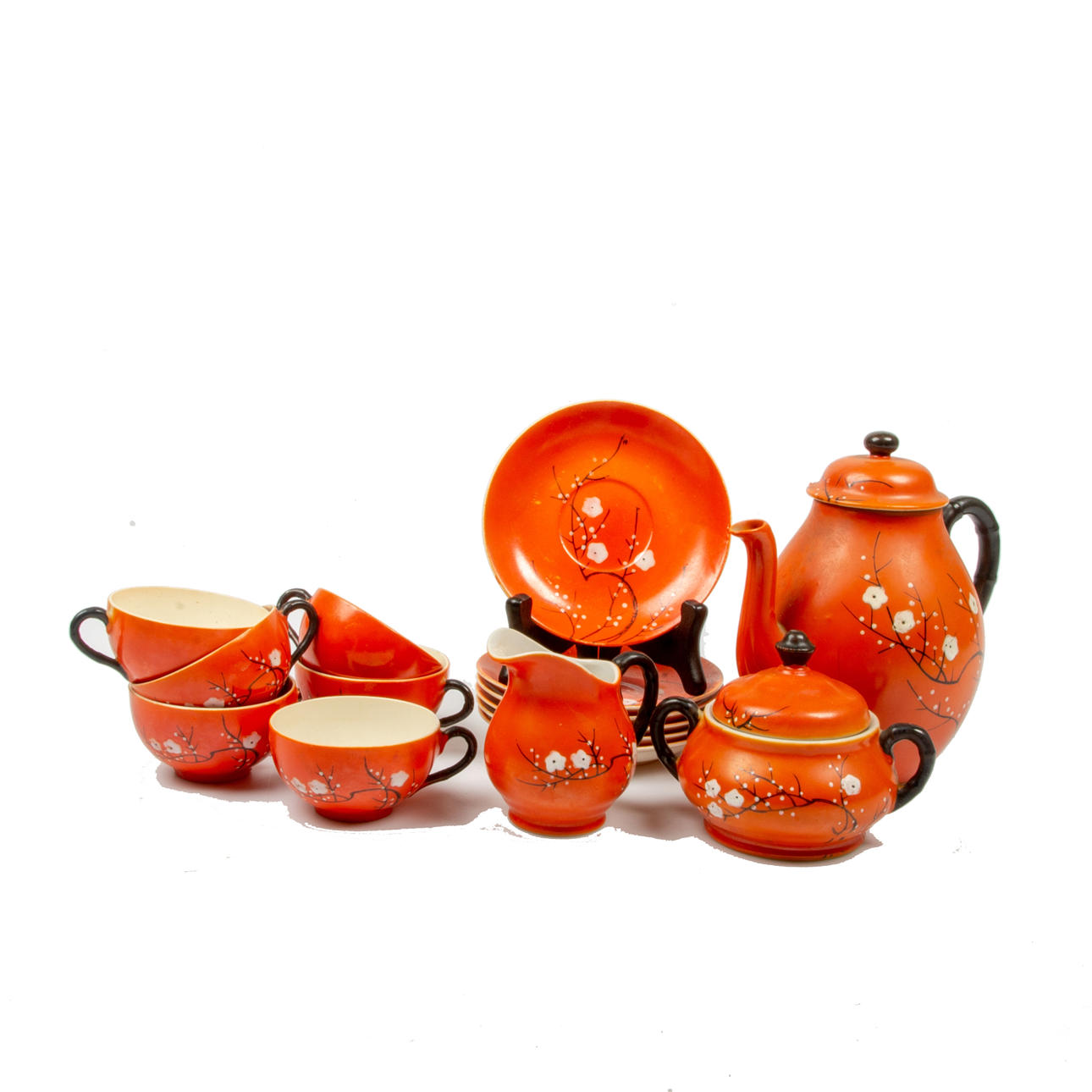 DOLL SET, 15 pieces, porcelain, marked Import.