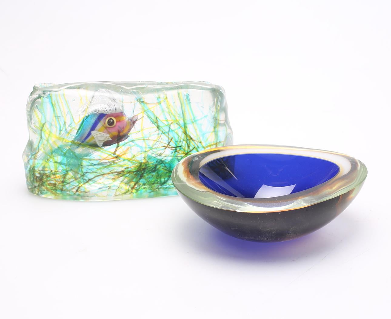 GLASOBJEKTE, 2 Stück, wohl Cenedese, Murano, Italien.