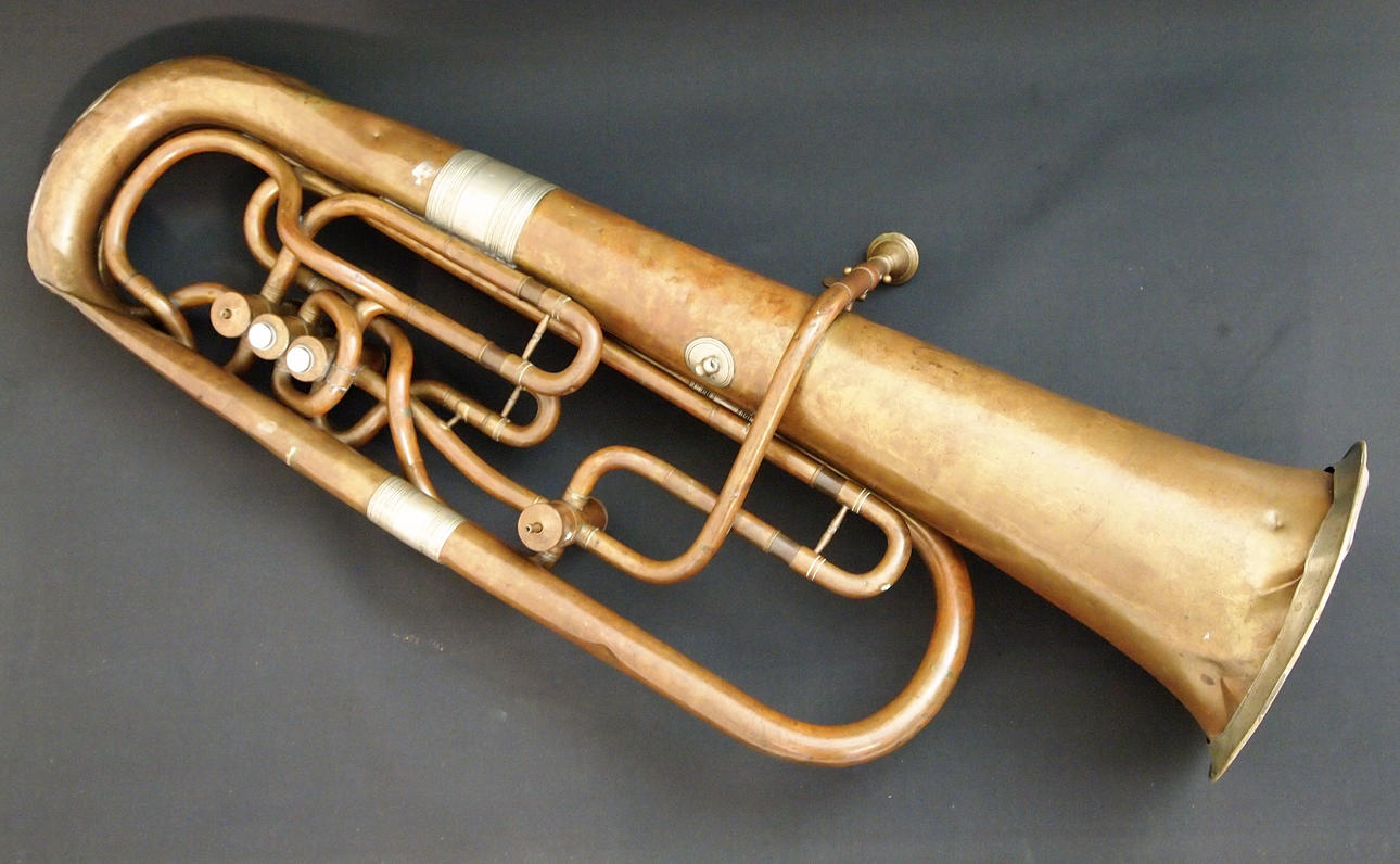 OLD BRASS INSTRUMENT, TUBA.