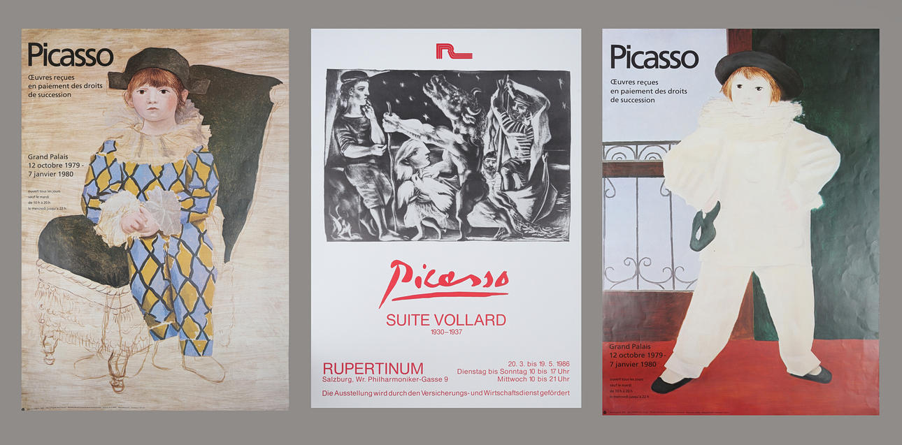POSTERS, 3 pcs, Picasso, exhibition posters, 1980s.