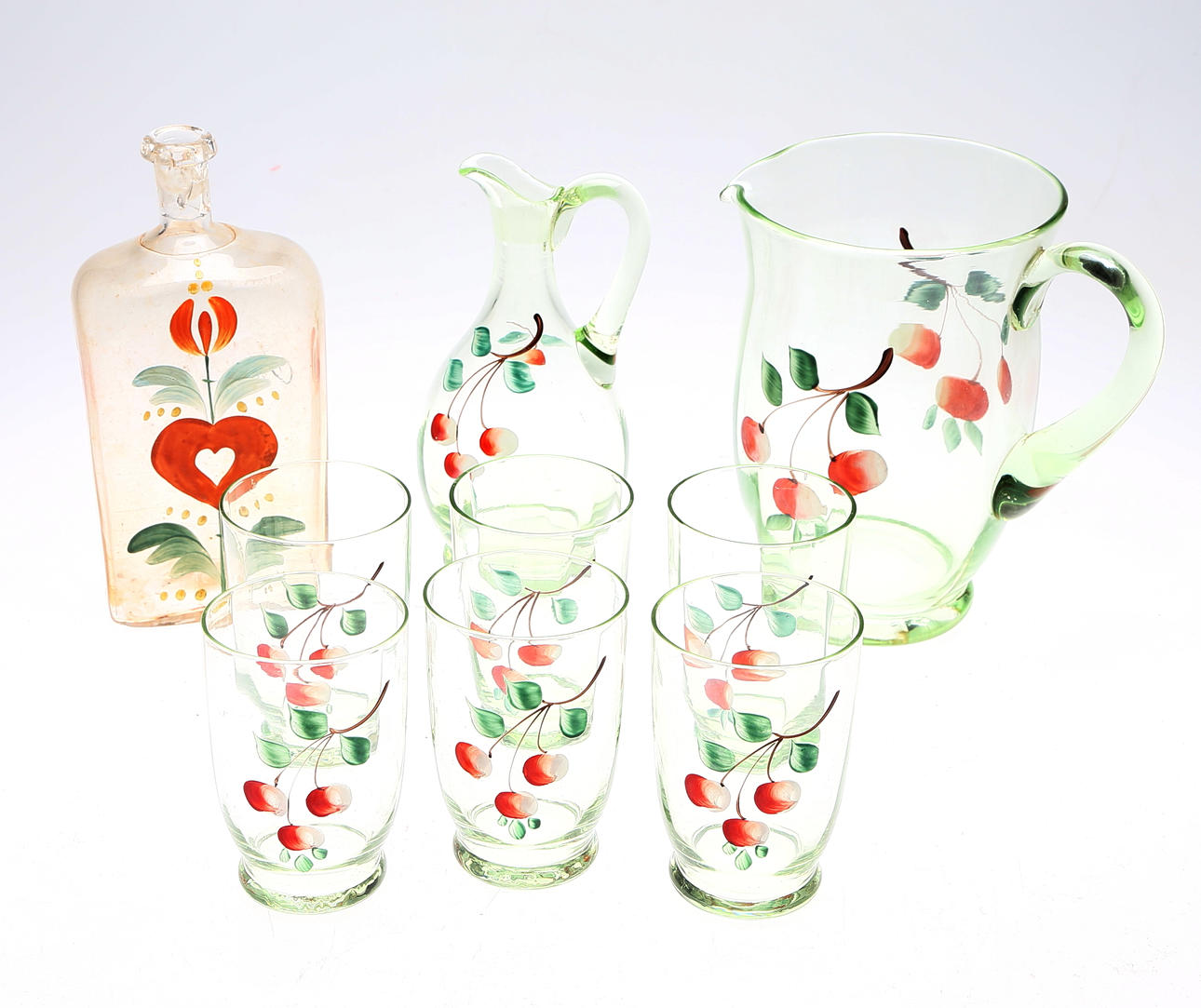 SAFTSERVIS samt KARAFF, 9 delar, glas.