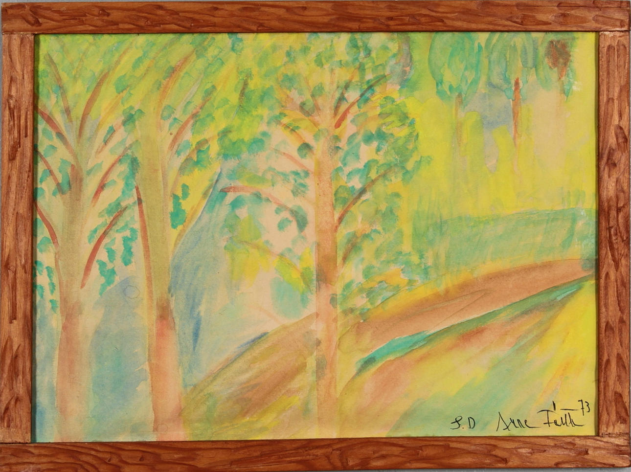 ARNE FÄLTH. Landskap i gult och grönt. Akvarell. Signerad och daterad -73.