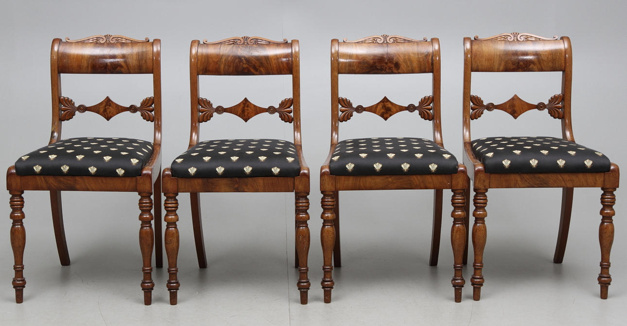 STOLAR, 4 st, senempire, Carl Theodor Becker, Stockholm, 1840-tal.