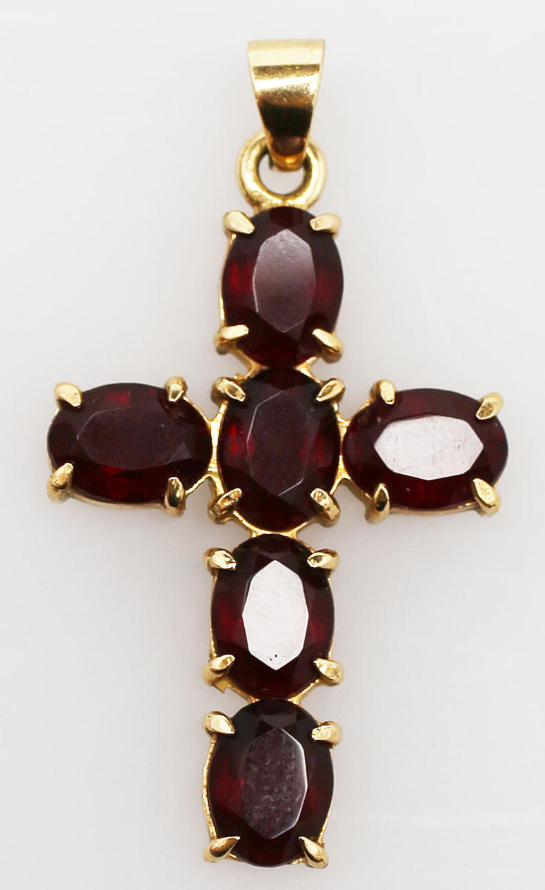 KORS MED GRANATER, rödguld, 18K.