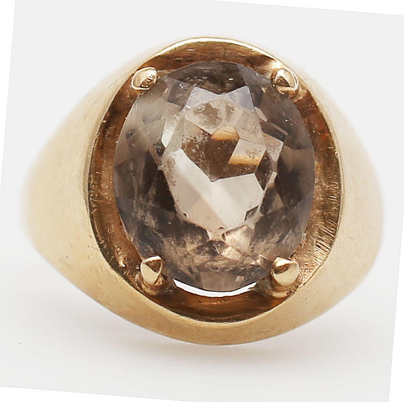 DAMKLACKRING MED RÖKTOPAS, rödguld, 14K.