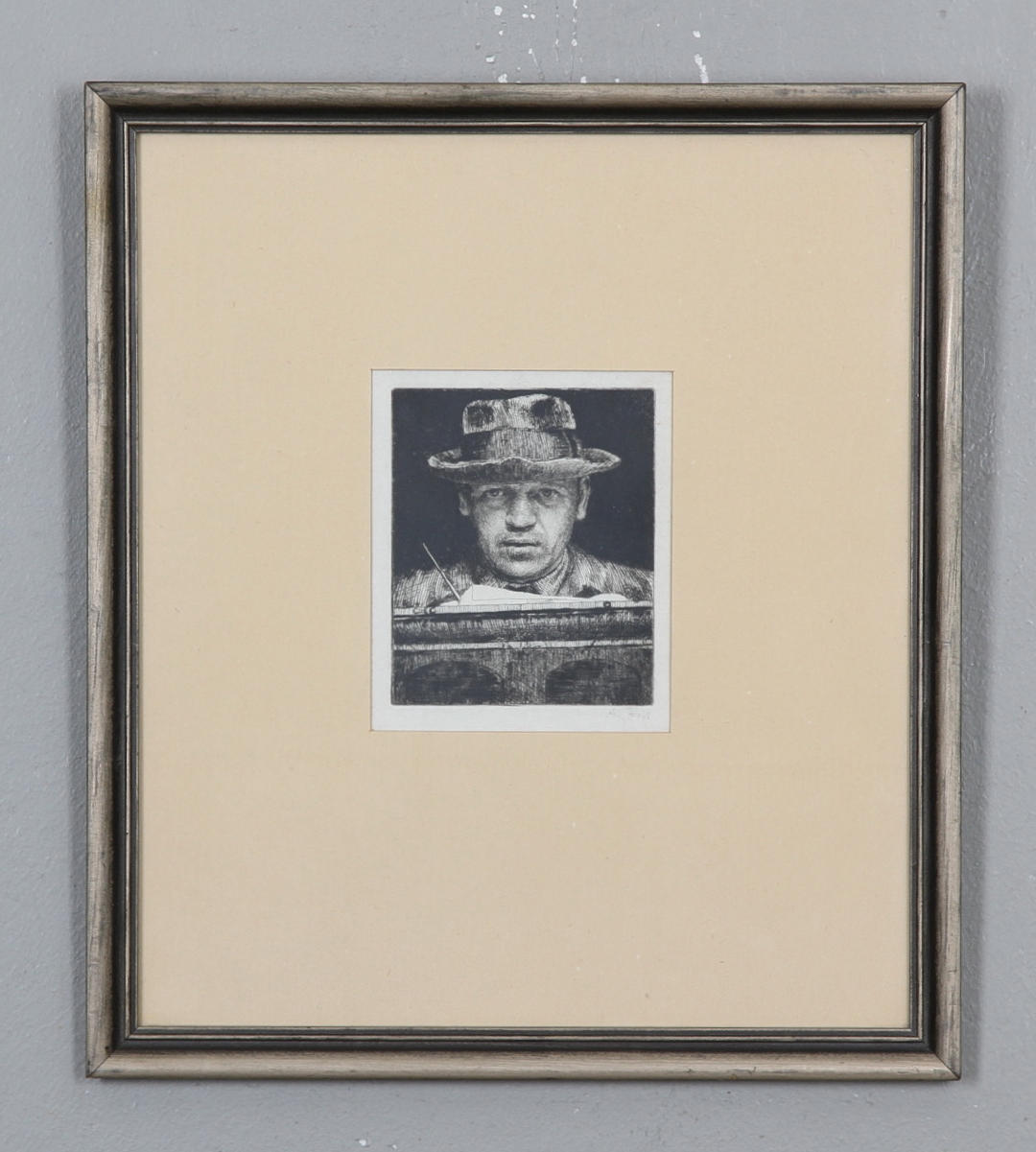 AXEL FRIDELL. självporträtt, etsning, signerad.