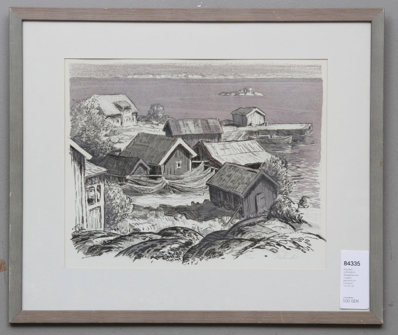 ROLAND SVENSSON. Skärgårdsmotiv. Litografi, signerad och numrerad 15/100.