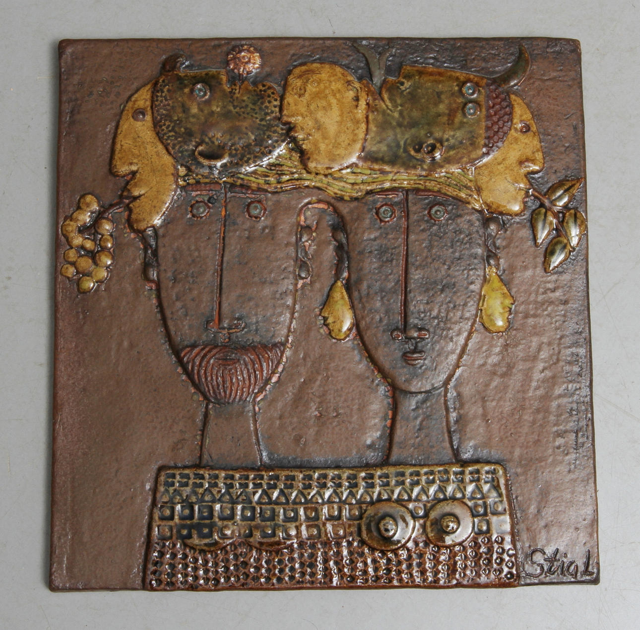 VÄGGPLAKETT, keramik, Stig Lindberg, Gustavsberg.