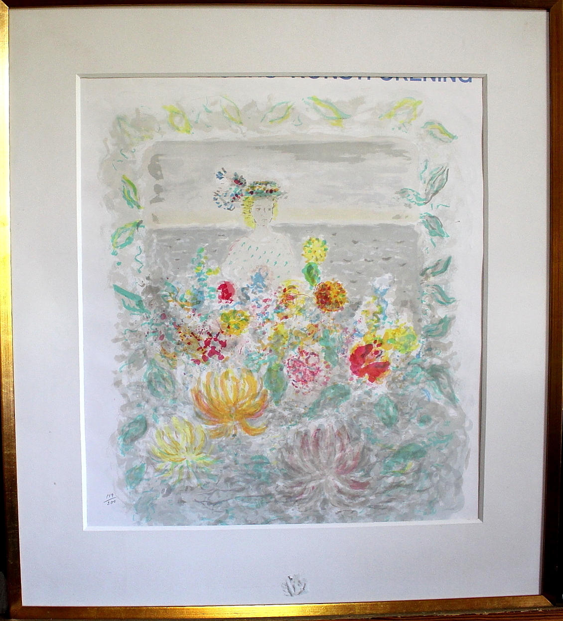 OIDENTIFIERAD KONSTNÄR. Litografi/affisch, Blomflicka, Numrerad 149/200.