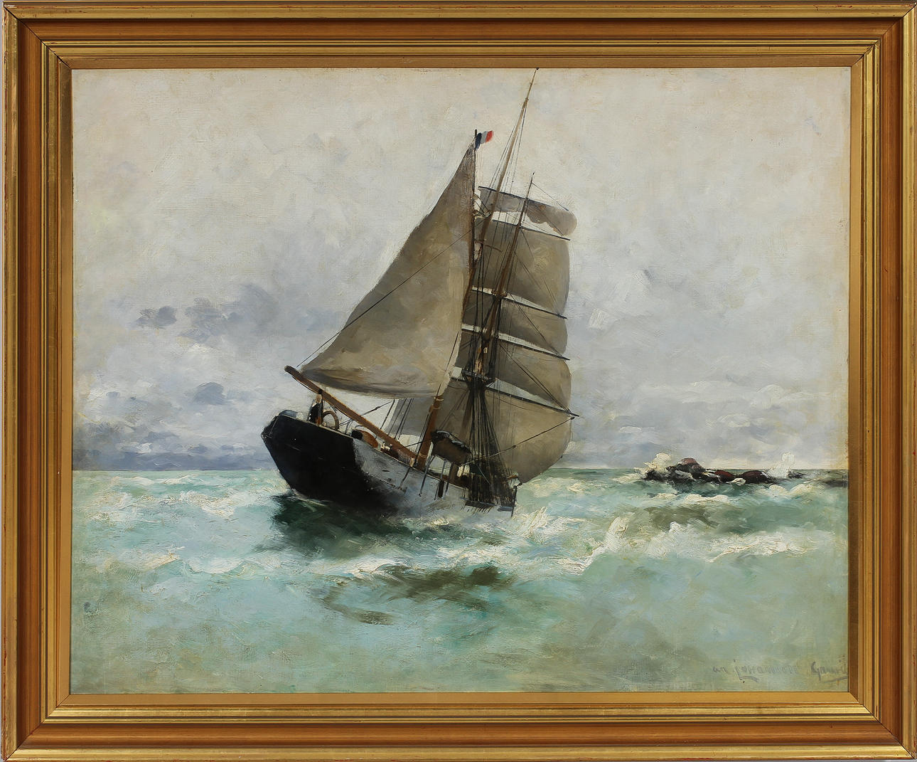 ARVID JOHANSSON. Olja på pannå, signerad.