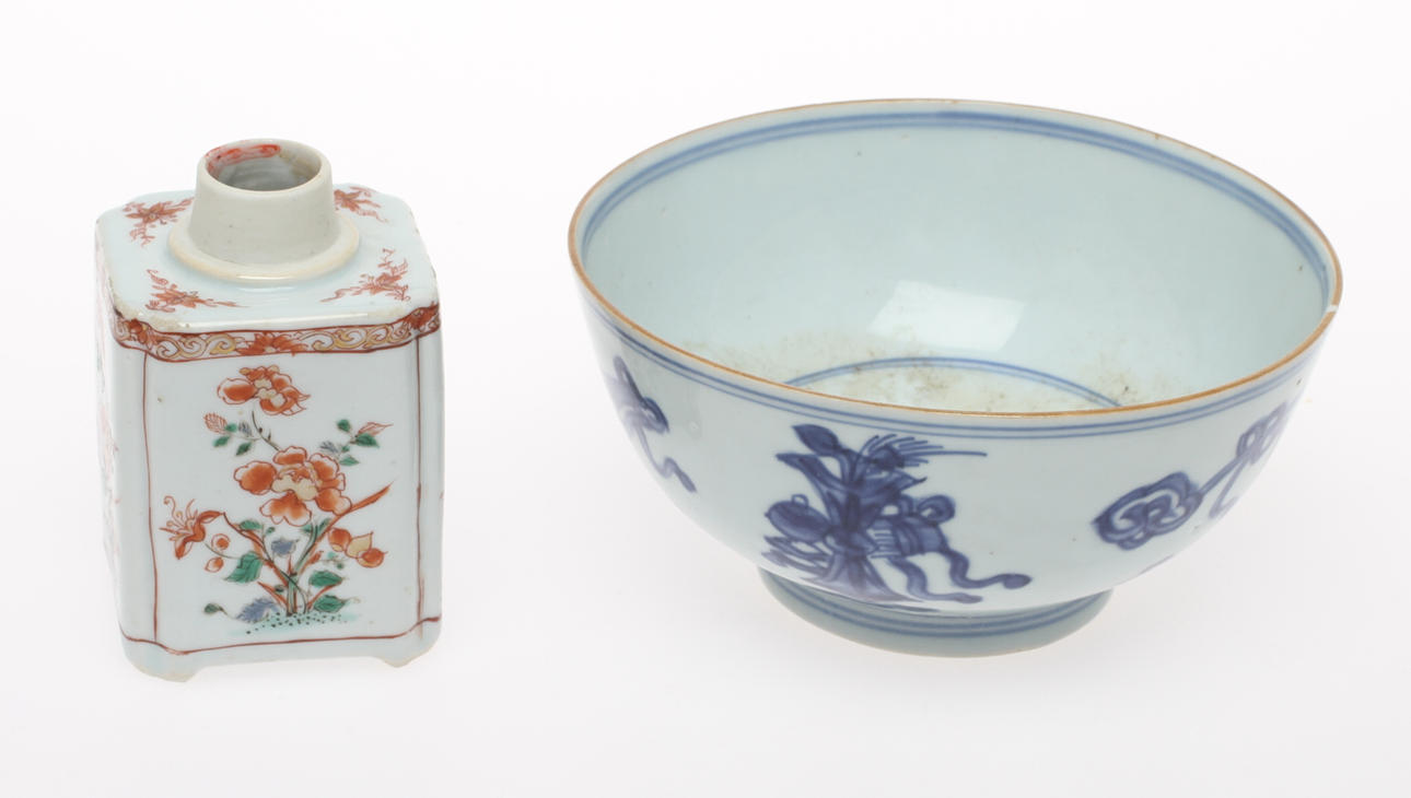 SKÅL, FLASKA, porslin, Kina.