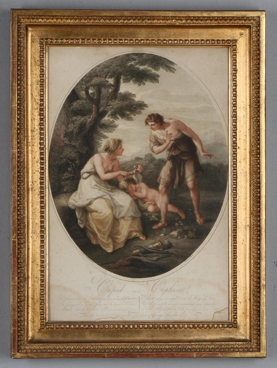 ÄLDRE GRAFIK, 2 st,mytologiska motiv, Thomas Burke efter Angelica Kauffman, 1800-tal.
