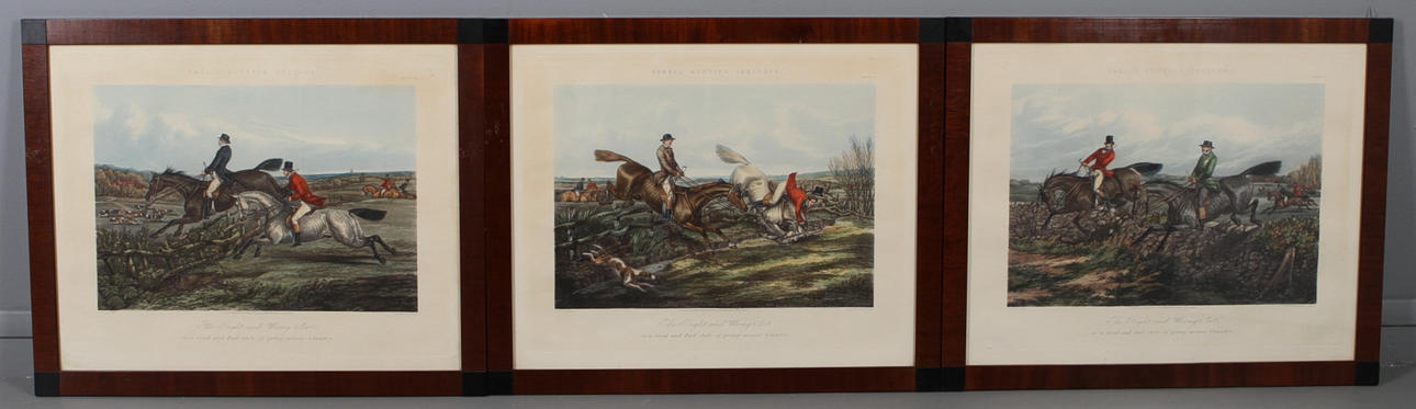 JOHN HARRIS. Fore´s Hunting Sketches, 3 st, etsningar, kolorerade, daterade 1859.