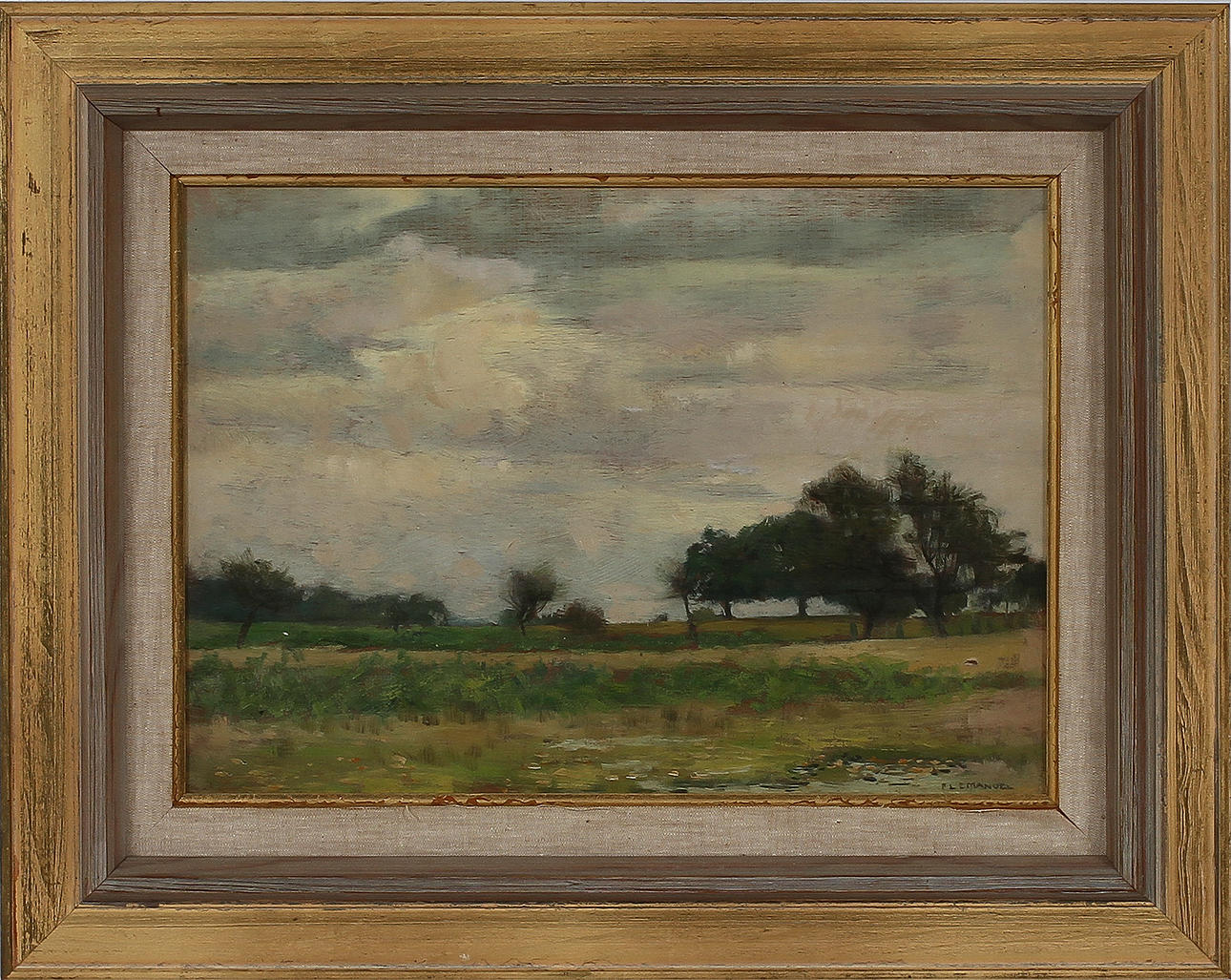 FRANK LEWIS EMANUEL. TILLSKRIVEN. Olja på pannå. signerad.