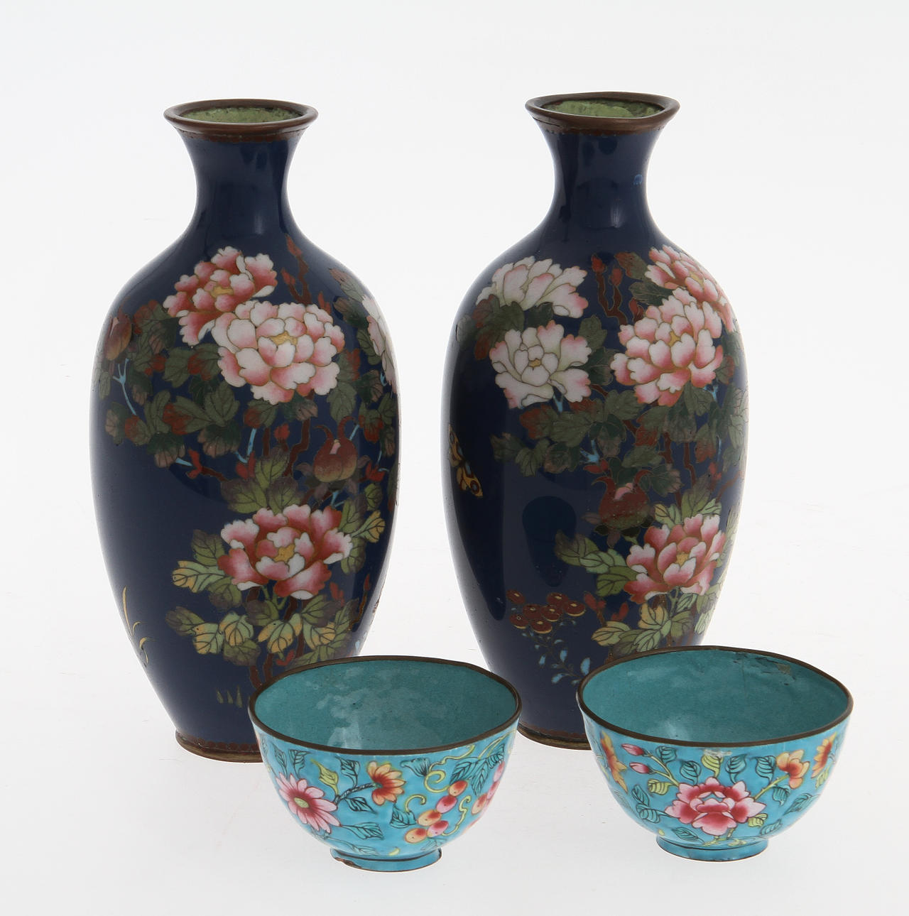 CLOISONNE, 4 delar, 18/1900-tal.