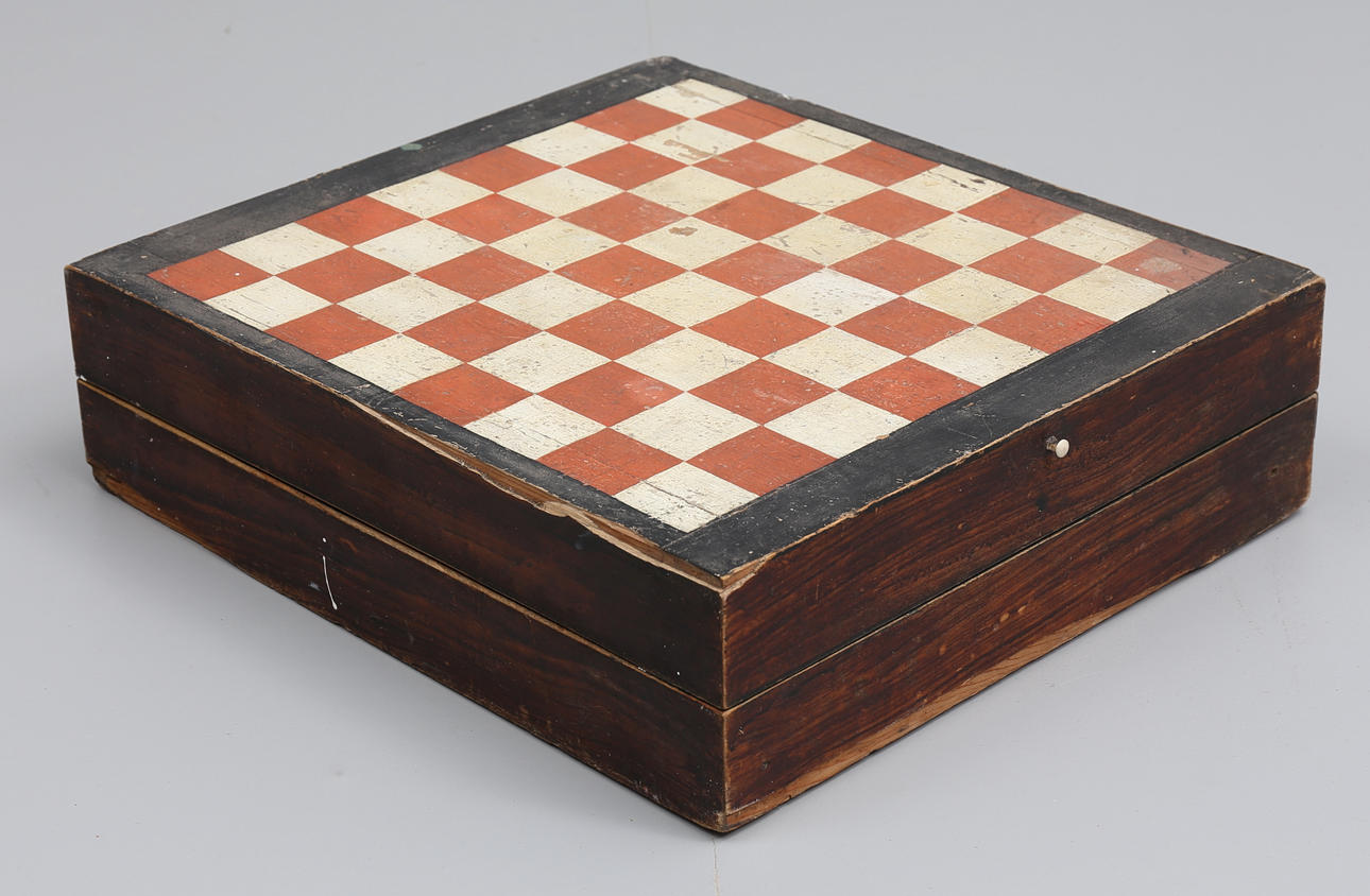 DAM- och BACKGAMMONSPEL, trä, 1800-tal.