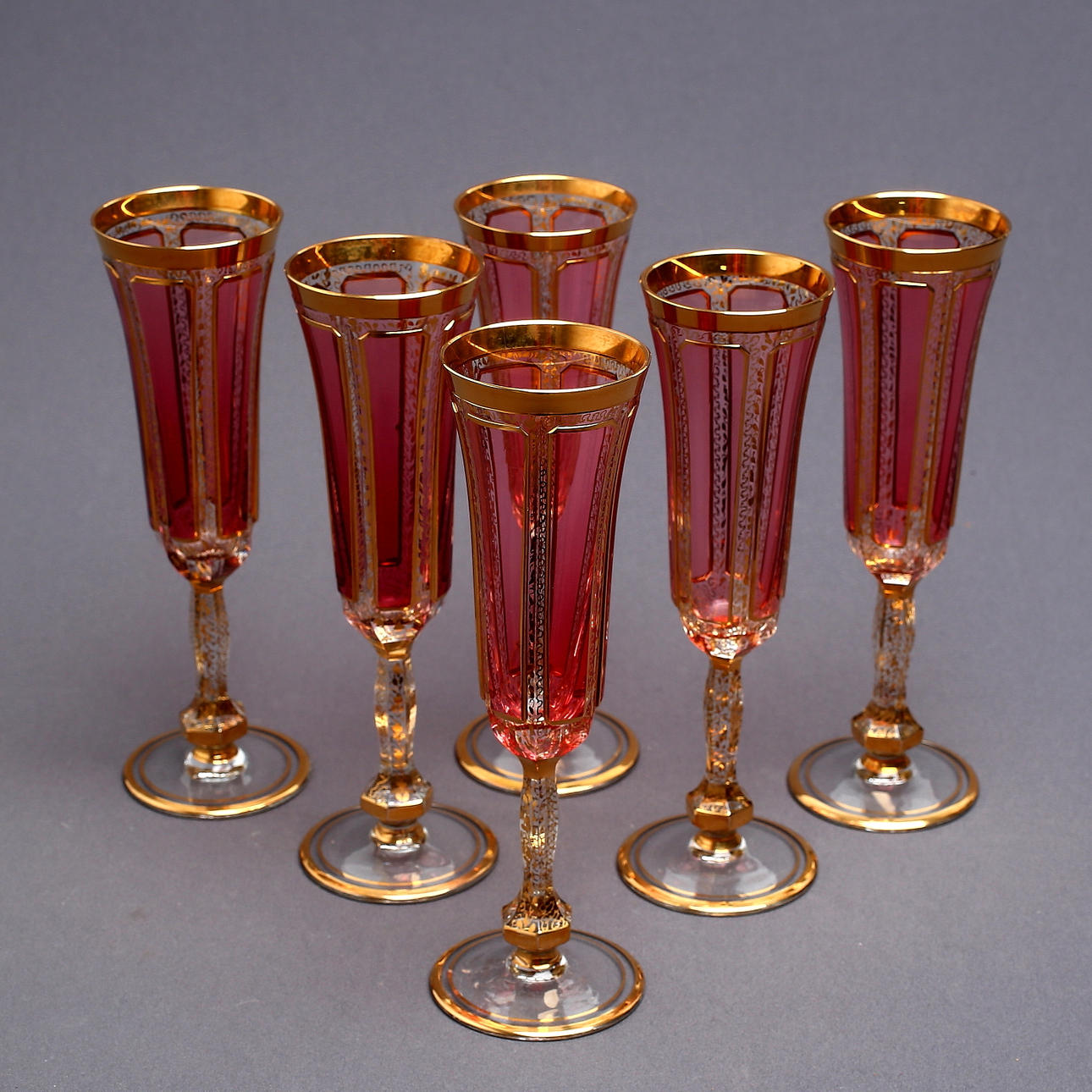 COPA DE CHAMPÁN, 6 uds., República Checa, 1900.