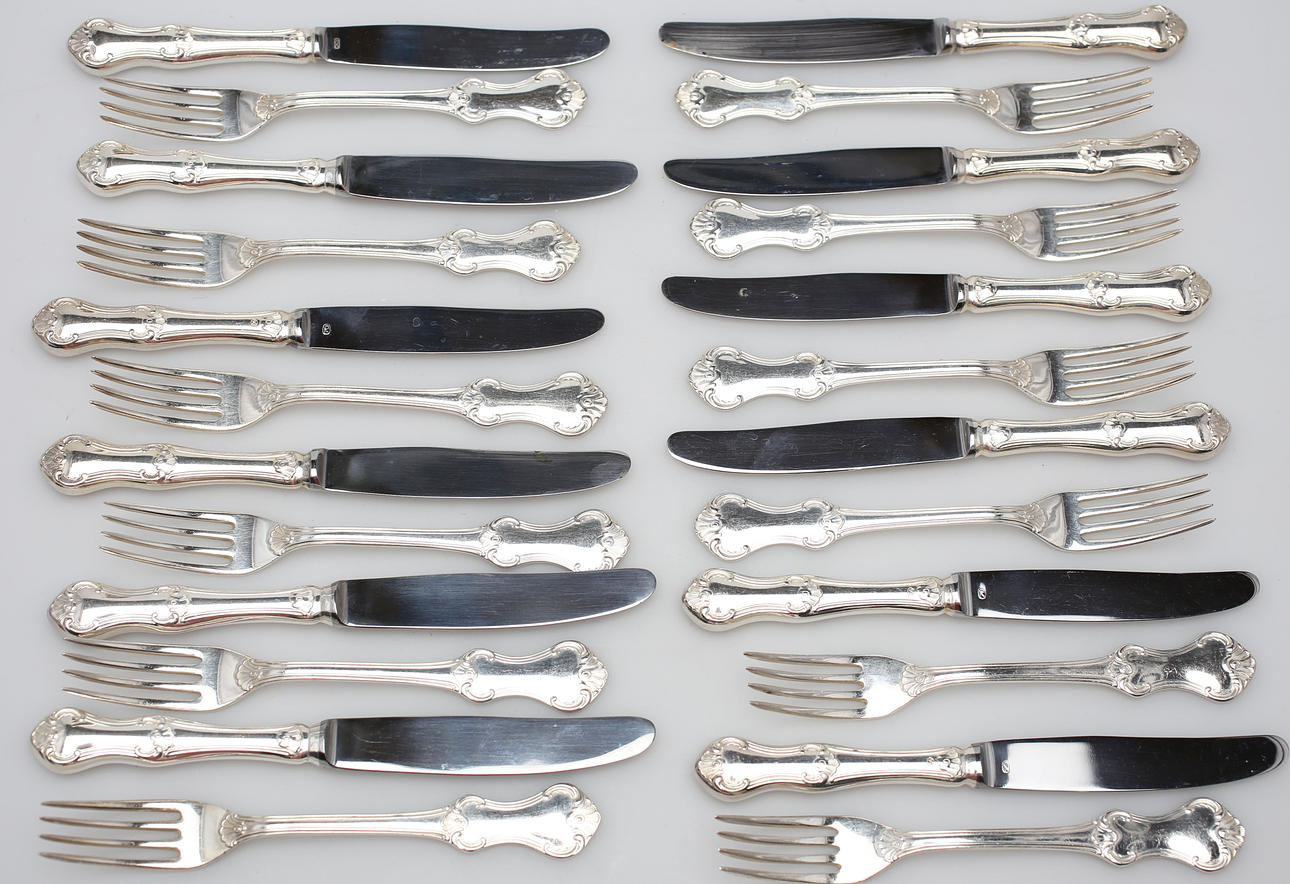 FÖRRÄTTSBESTICK, 24 delar, nysilver, Olga, Mema.