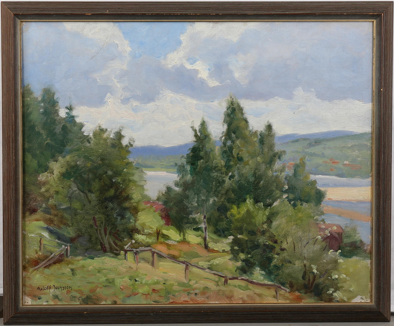 ADOLF JANSSON. Olja på pannå, 3 st, signerade.