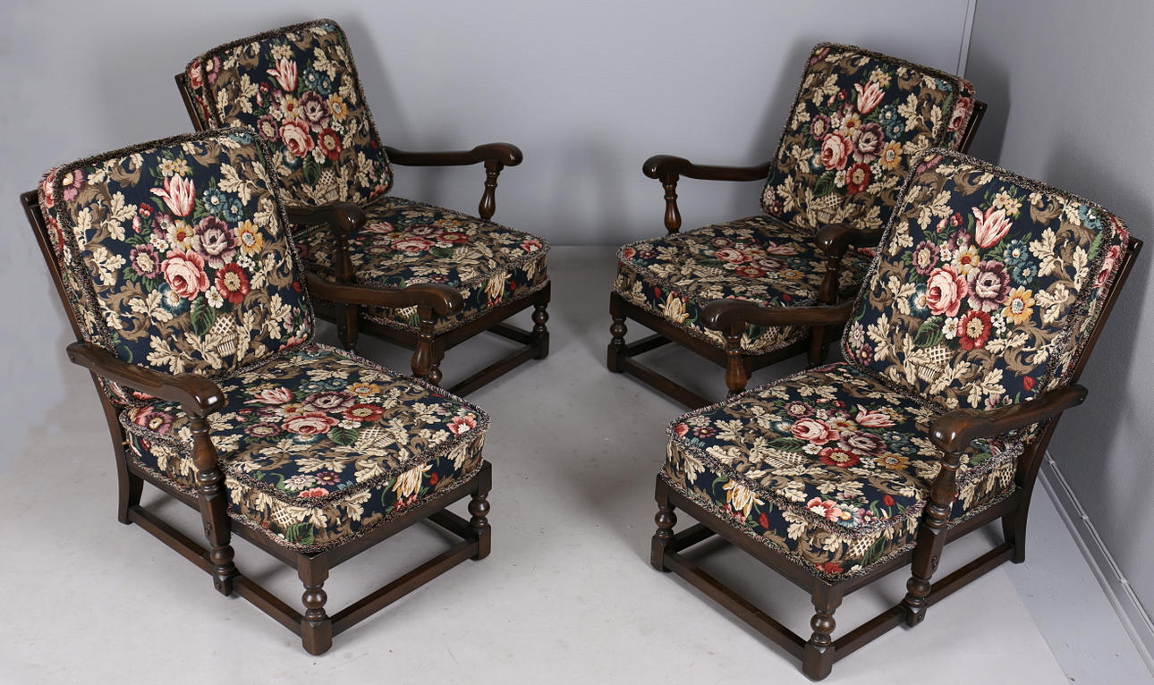 FÅTÖLJER (4). Märkta ERCOL 445. Made in High Wycombe Buckinghamshire England 1978.