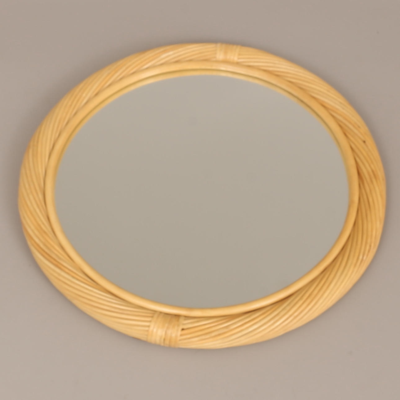 MIRROR, glass and rattan.