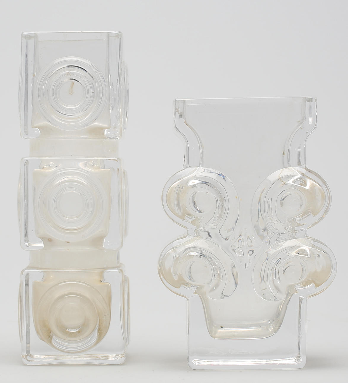 VASES (2) in glass. 1960s / 70s.