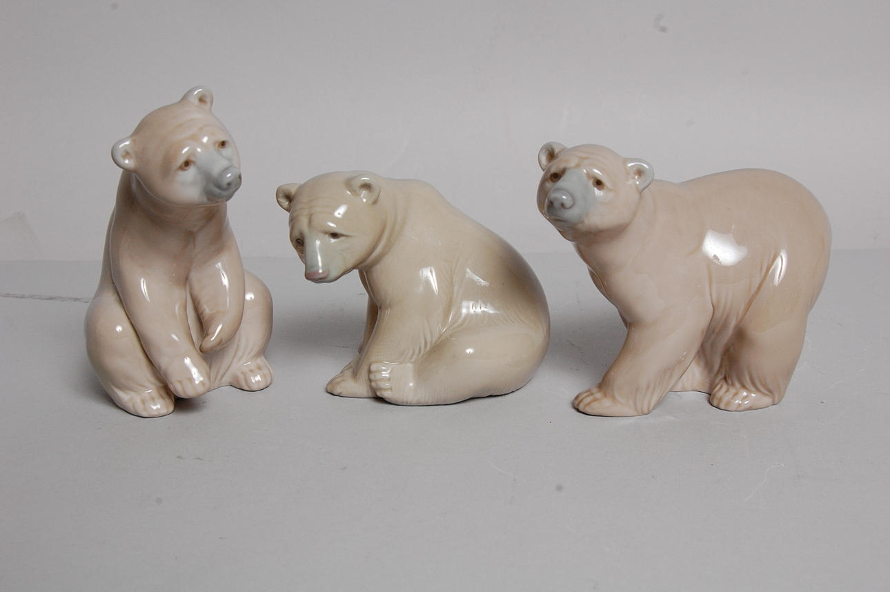 FIGURINER, porslin, 3 delar, Ladro.