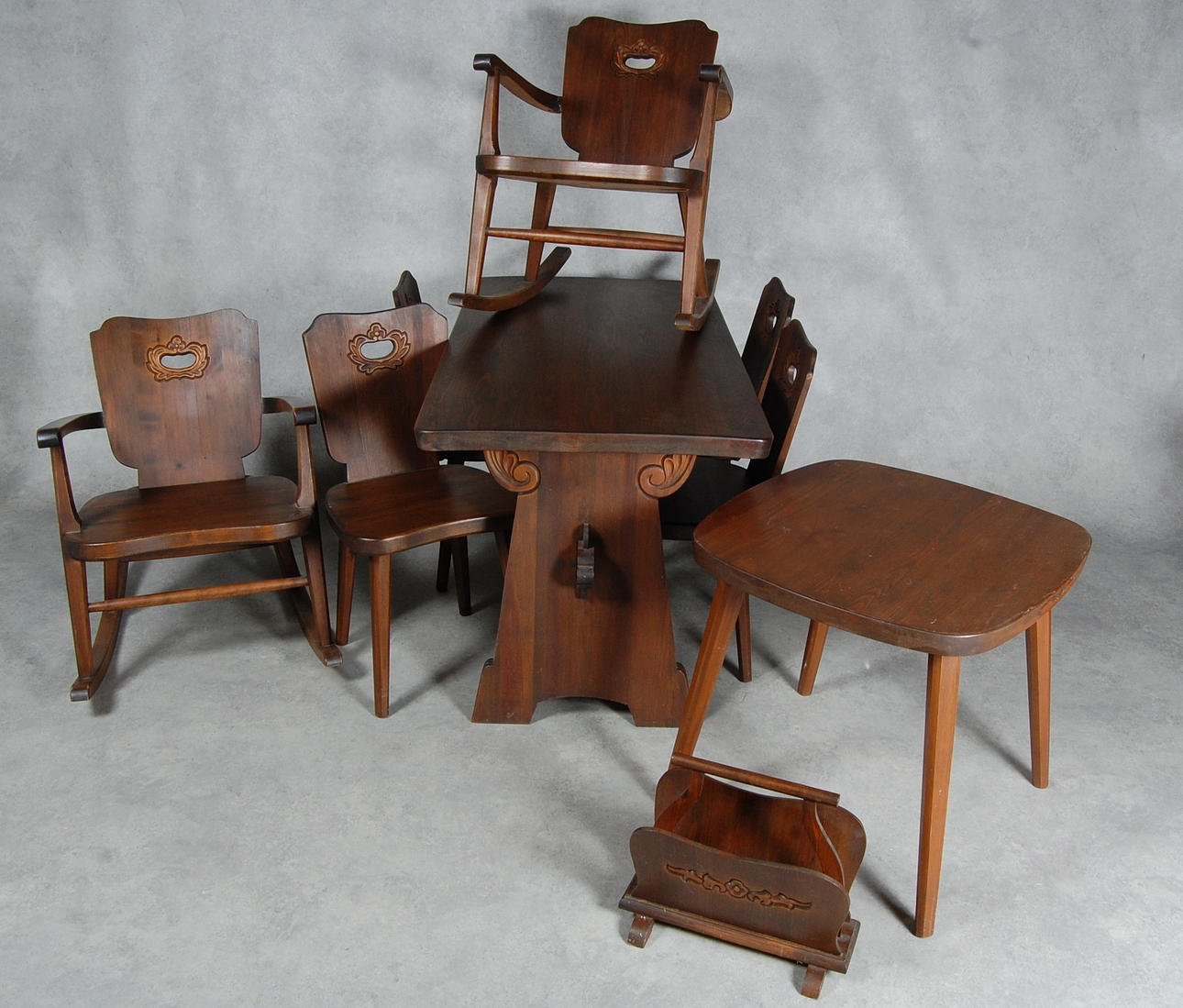 FRITIDSMÖBLEMANG, 9 delar, märkt Ahrneberg, 1950-tal.