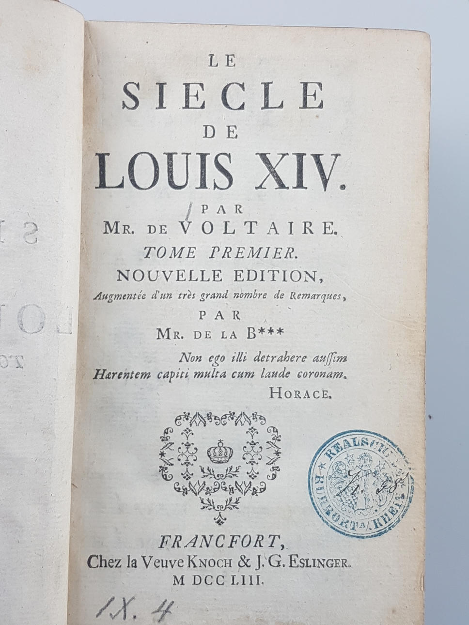 VOLTAIRE - LE SIÈCLE DE LOUIS XIV.