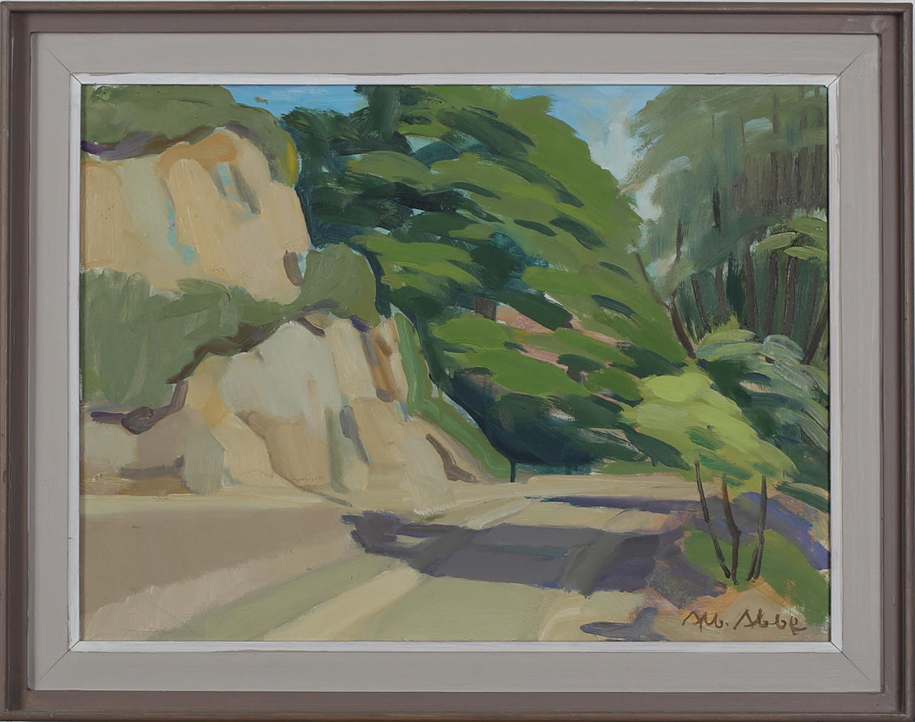 ALBERT ABBE. "Motiv från Sundvik". Olja på duk. Signerad Alb Abbe.