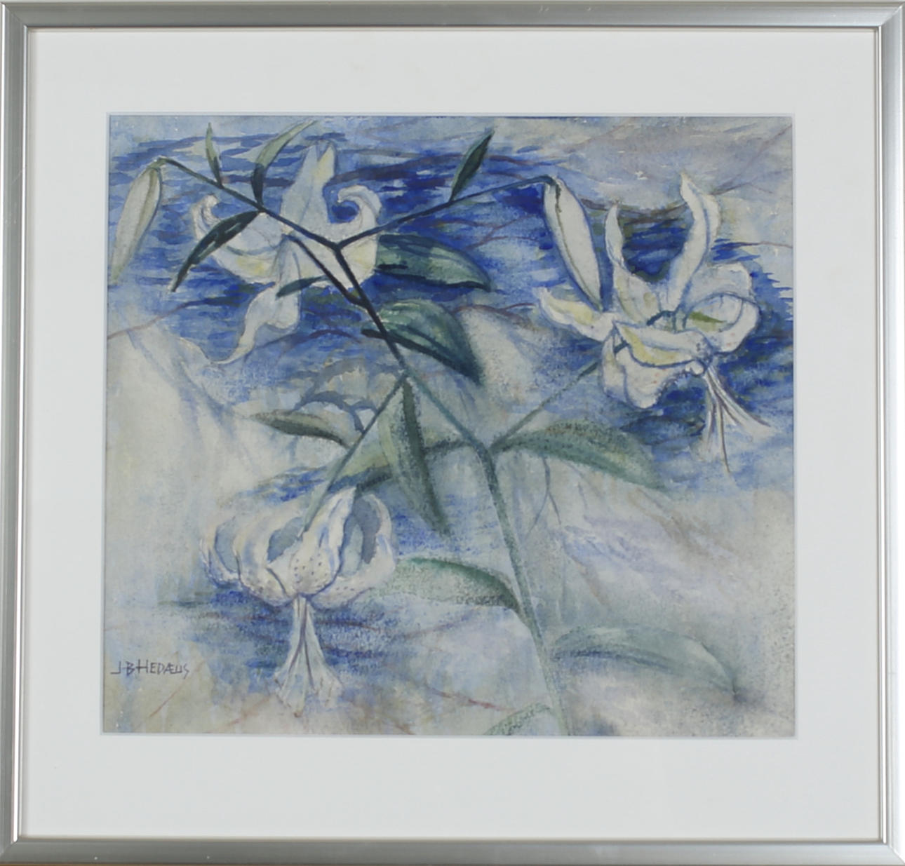 JAN-BERTIL HEDAUS. Blomster. Blandteknik. Signerad J-B Hedaeus.