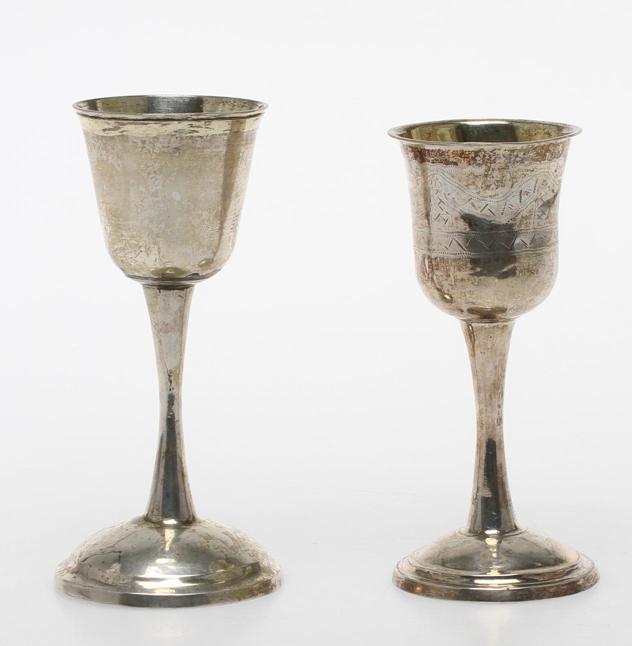 SUPKALKAR, 2 st, silver, Johan Henrik Lampa, Stockholm 1806-1821 och Alexander Prytz, Strängnäs, 1784-1810.