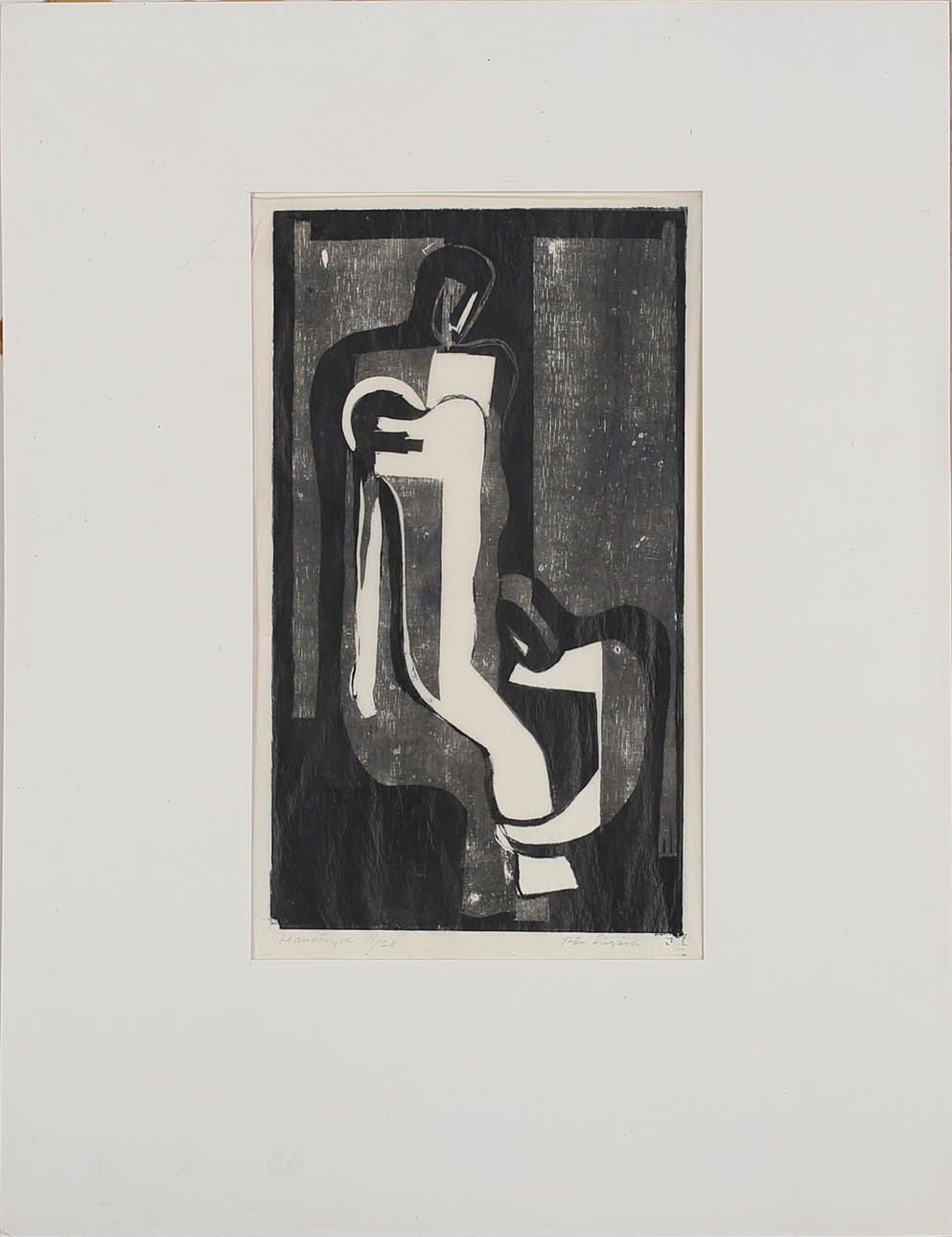 PÄR SIEGÅRD. Modell Linoleumtryck på smörpapper. Signerad 11/20.