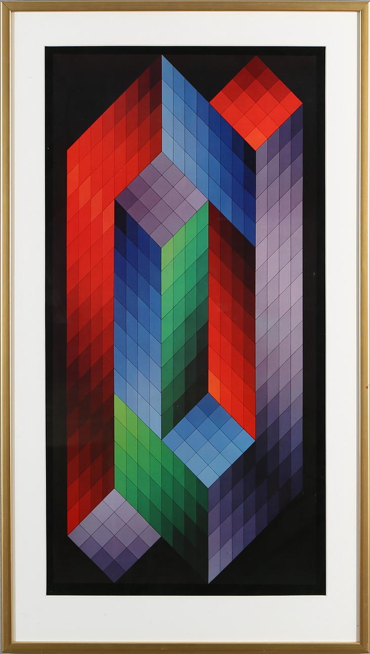 VICTOR VASARELY. Optical composition, print, unsigned.