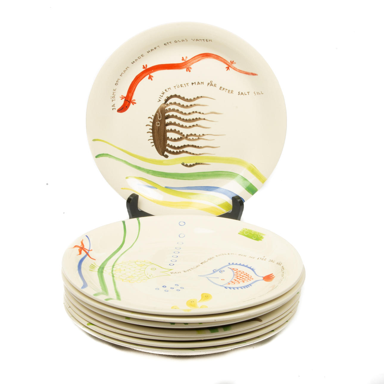 PLADER, 8 stk, "Löja", Stig Lindberg, Gustavsberg.