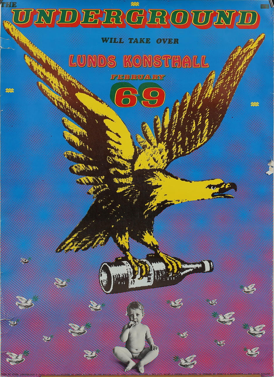 STURE JOHANNESSON. Sweet Malinda!. Alcohol is The Imperial Wizard! 1968, Underground II Lund Konsthall. Serigrafi. Osignerad.