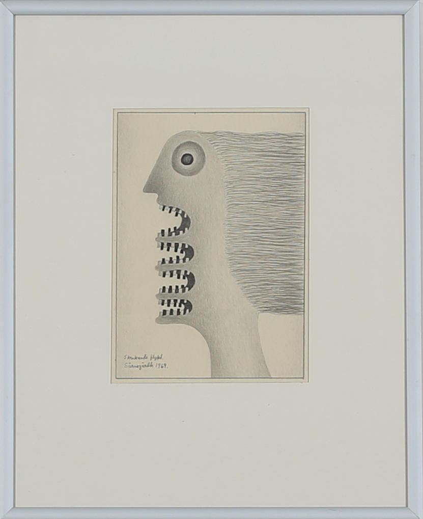 ULF SÄRNEGÅRDH. "Skrikande flykt". Blyerts. Signerad Särnegårdh och daterad 1969.