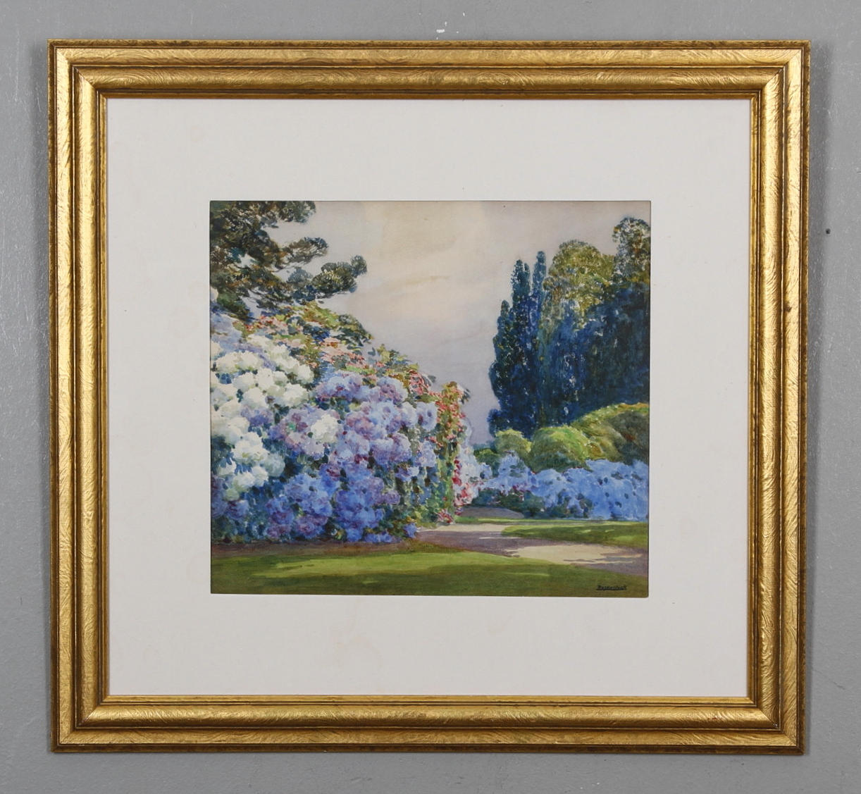 ISADORA ROSENSTOCK. Akvarell, "blomstrande trädgård" signerad Rosenstock.