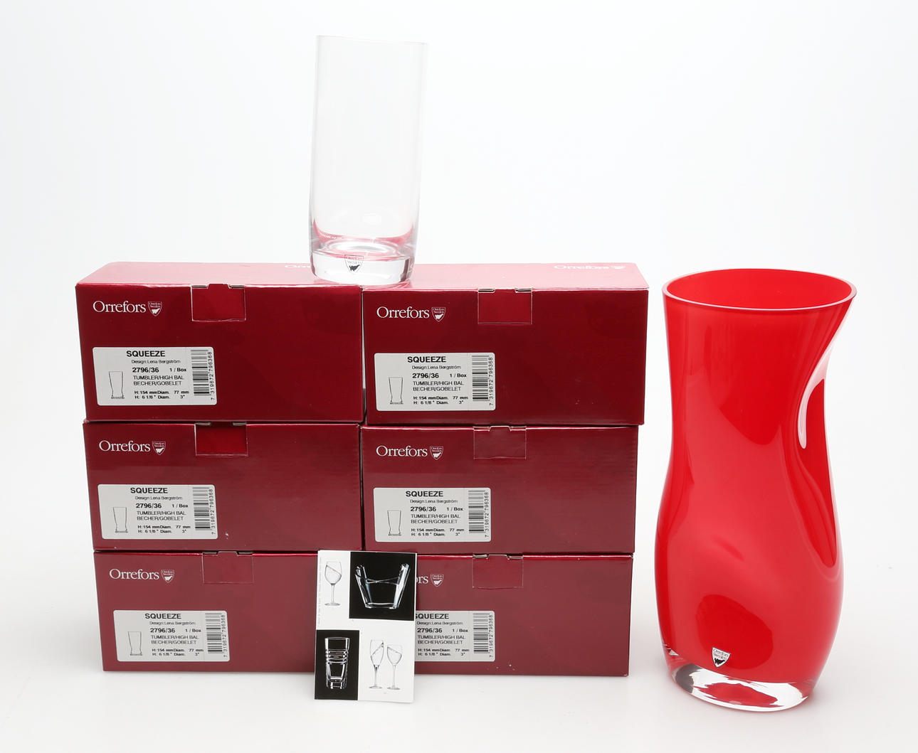 GLAS samt VAS, 7 delar, Squeeze, Orrefors.