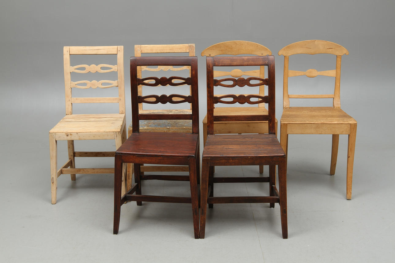 STOLAR, 6 st, varierande modeller, 1800-tal.