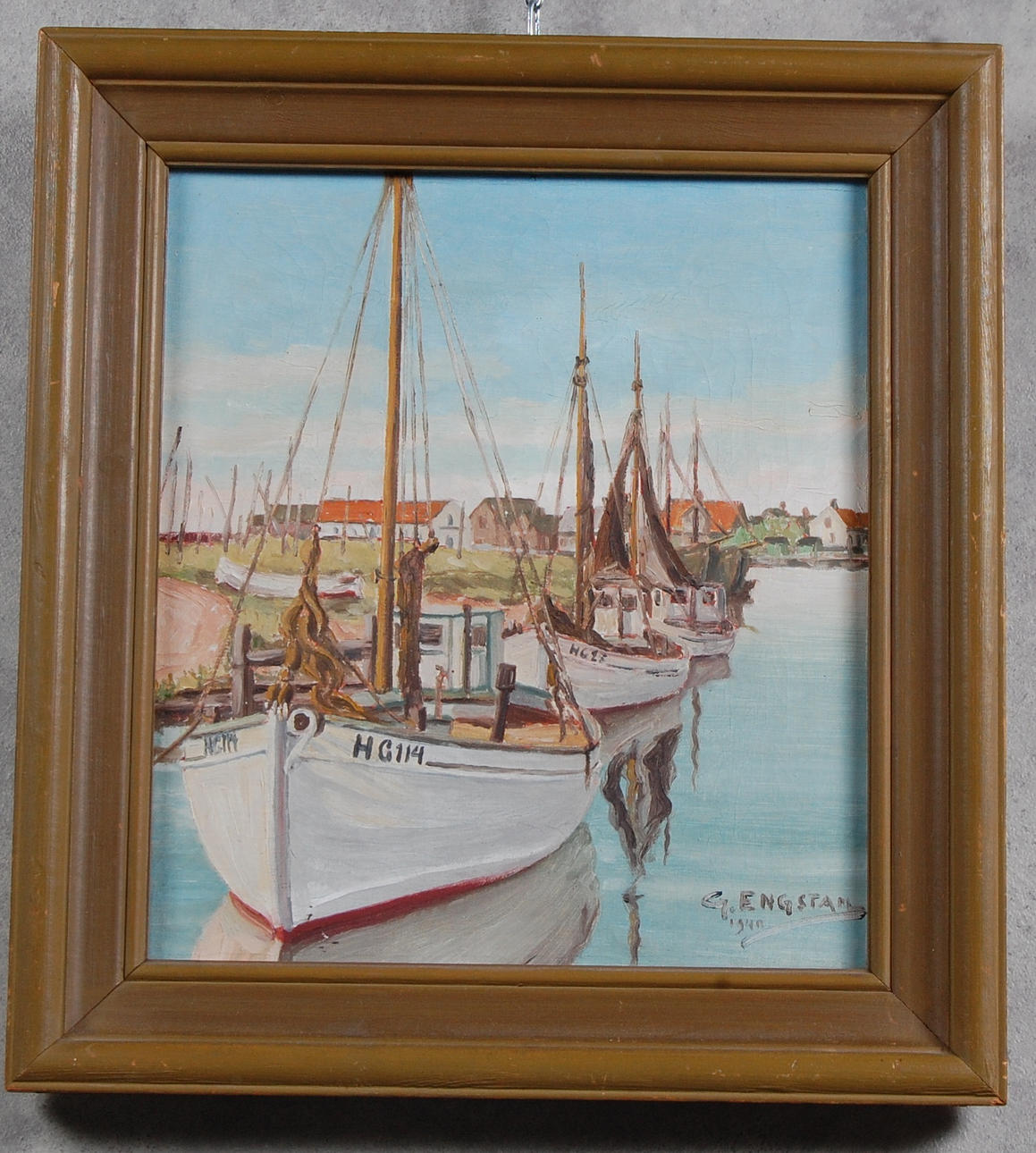 G ENGSTAM. olja på duk, " Råå hamn " signerad, daterad 1940.