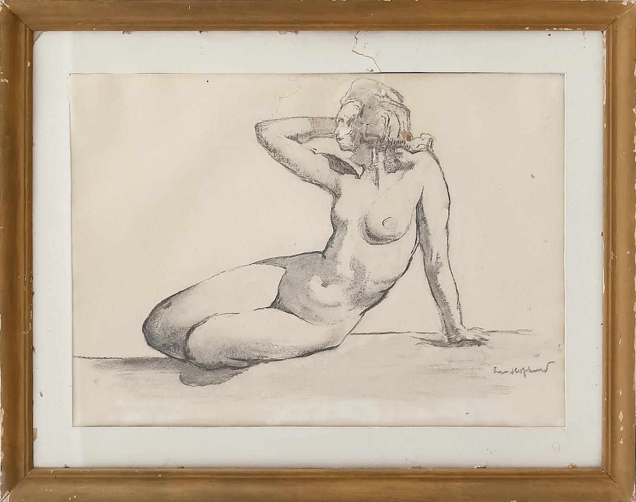 IVAN HOFLUND. Teckning, signerad.