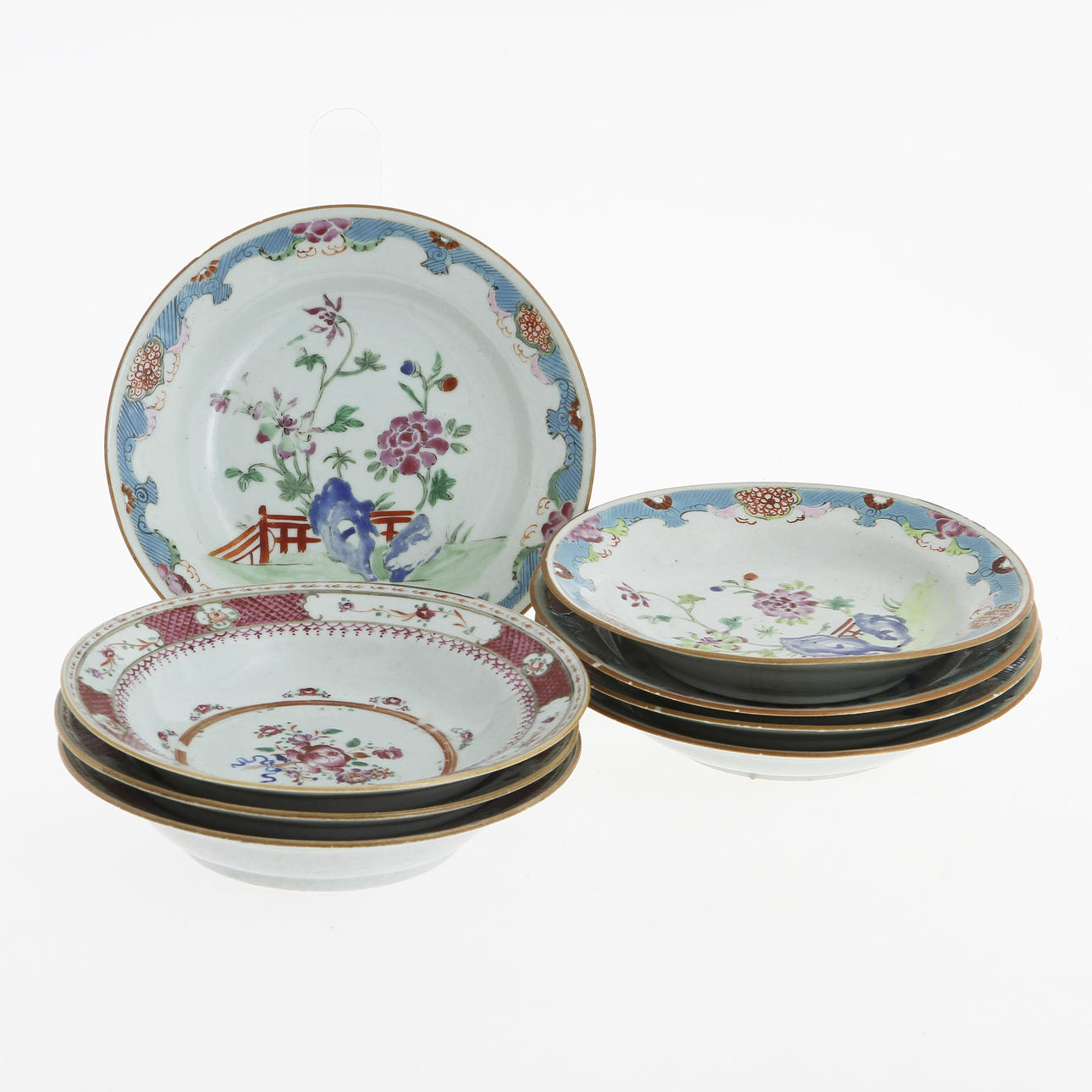 BÄRTALLRIKAR, 5 st + 3 st, porslin, Kina, 1700-tal.