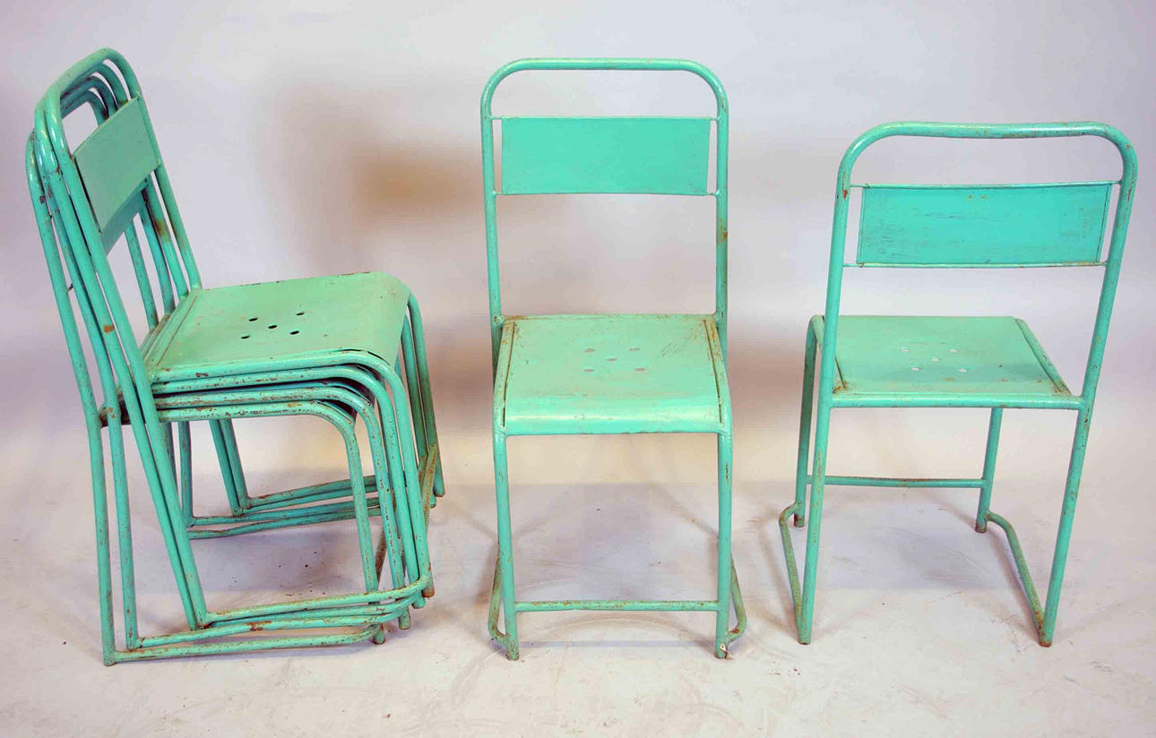 STOLAR, 6 stycken, grönmålad plåt/metal.