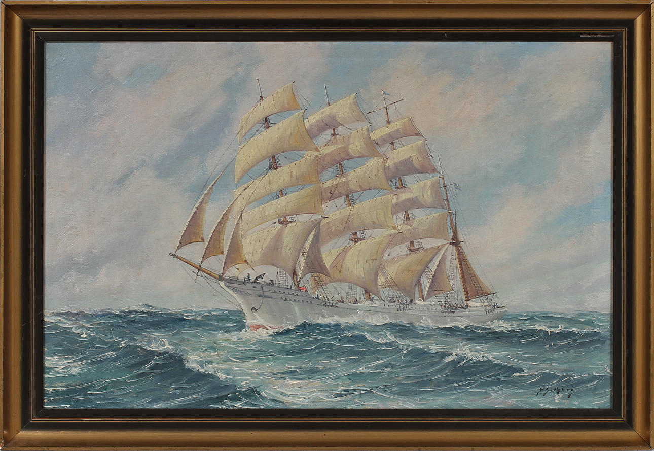 OKÄND KONSTNÄR. Olja på duk, signerad N Sjöberg.