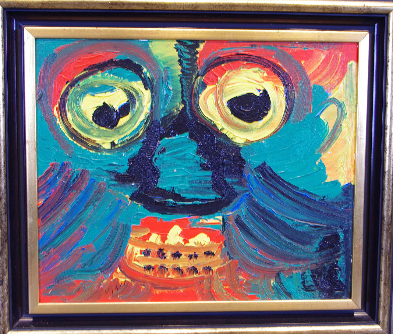 KAREL APPEL. TILLSKRIVEN. Ansiktskomposition, olja på pannå.