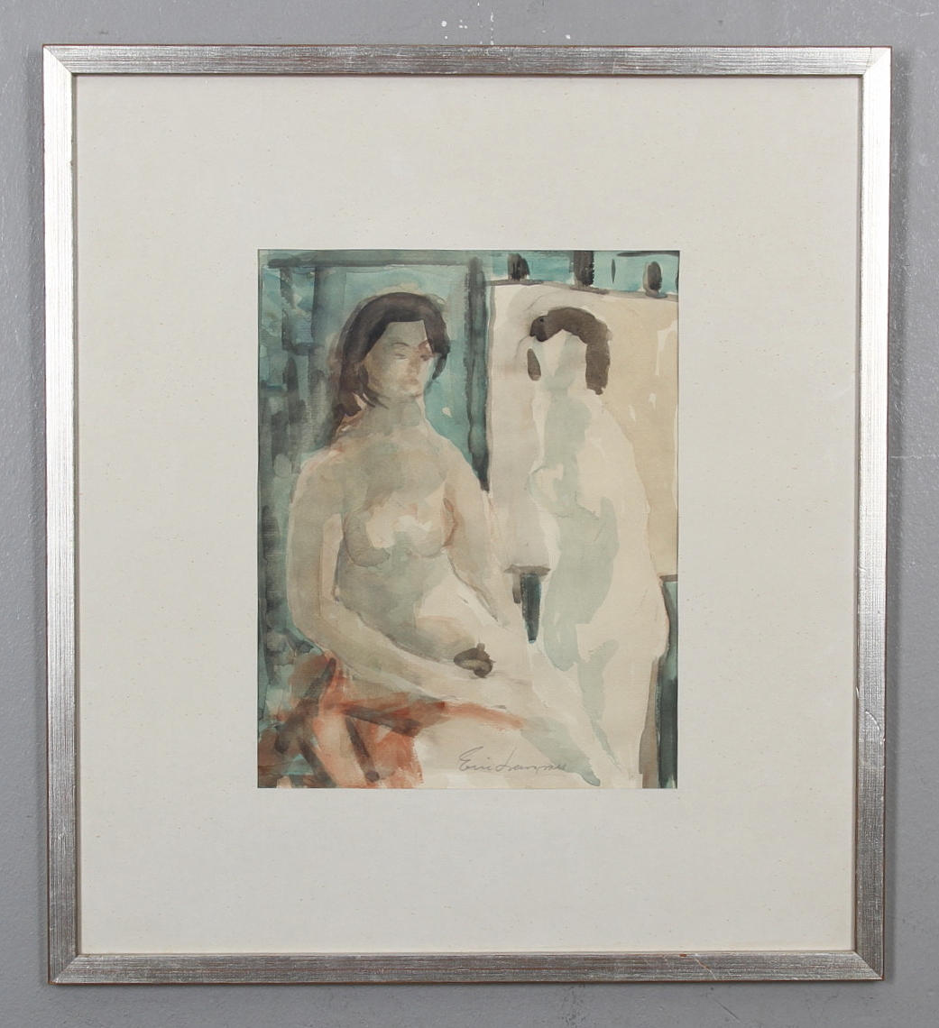 ERIC LARSSON. Nakenstudie. Akvarell. Signerad.